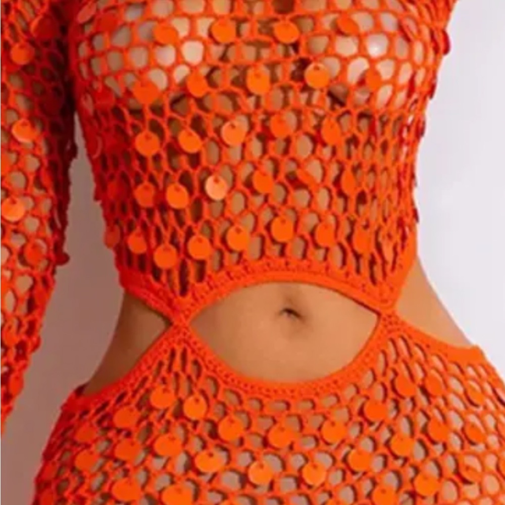 ORANGE CROCHET COVER-UP